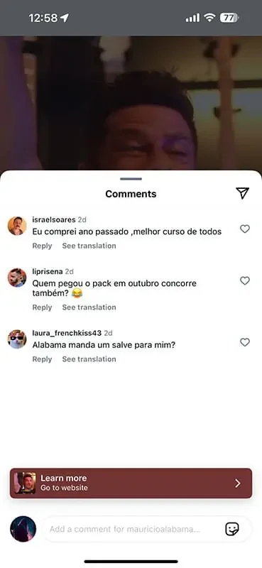Depoimento original de aluno 13 publicado pelo Alabama